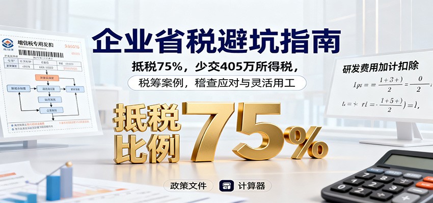 企业省税避坑指南：抵税75%，少交405万所得税，税筹案例，稽查应对与灵活用工-玛雅星