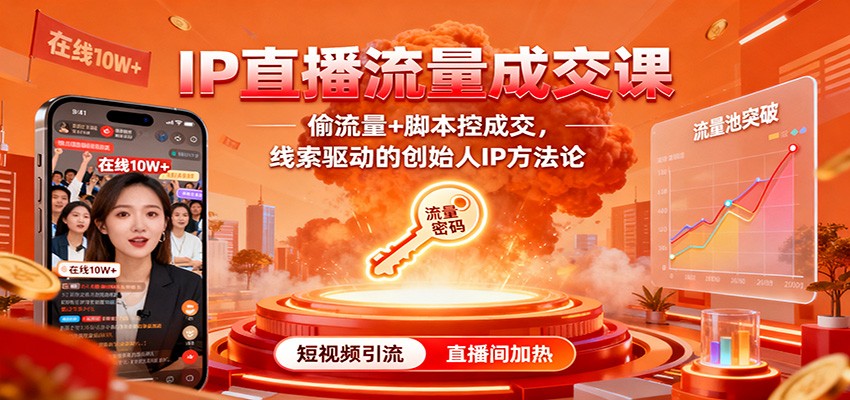 IP直播流量成交课：偷流量+脚本控成交，线索驱动的创始人IP方法论-玛雅星