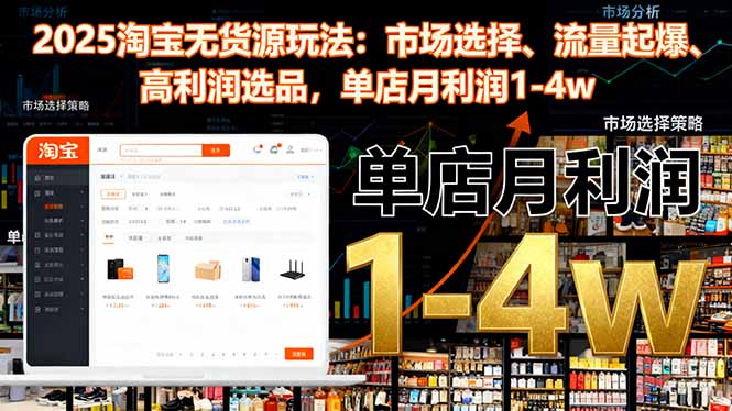 2025淘宝无货源玩法:市场选择、流量起爆、高利润选品,单店月利润1-4w-禾风丰