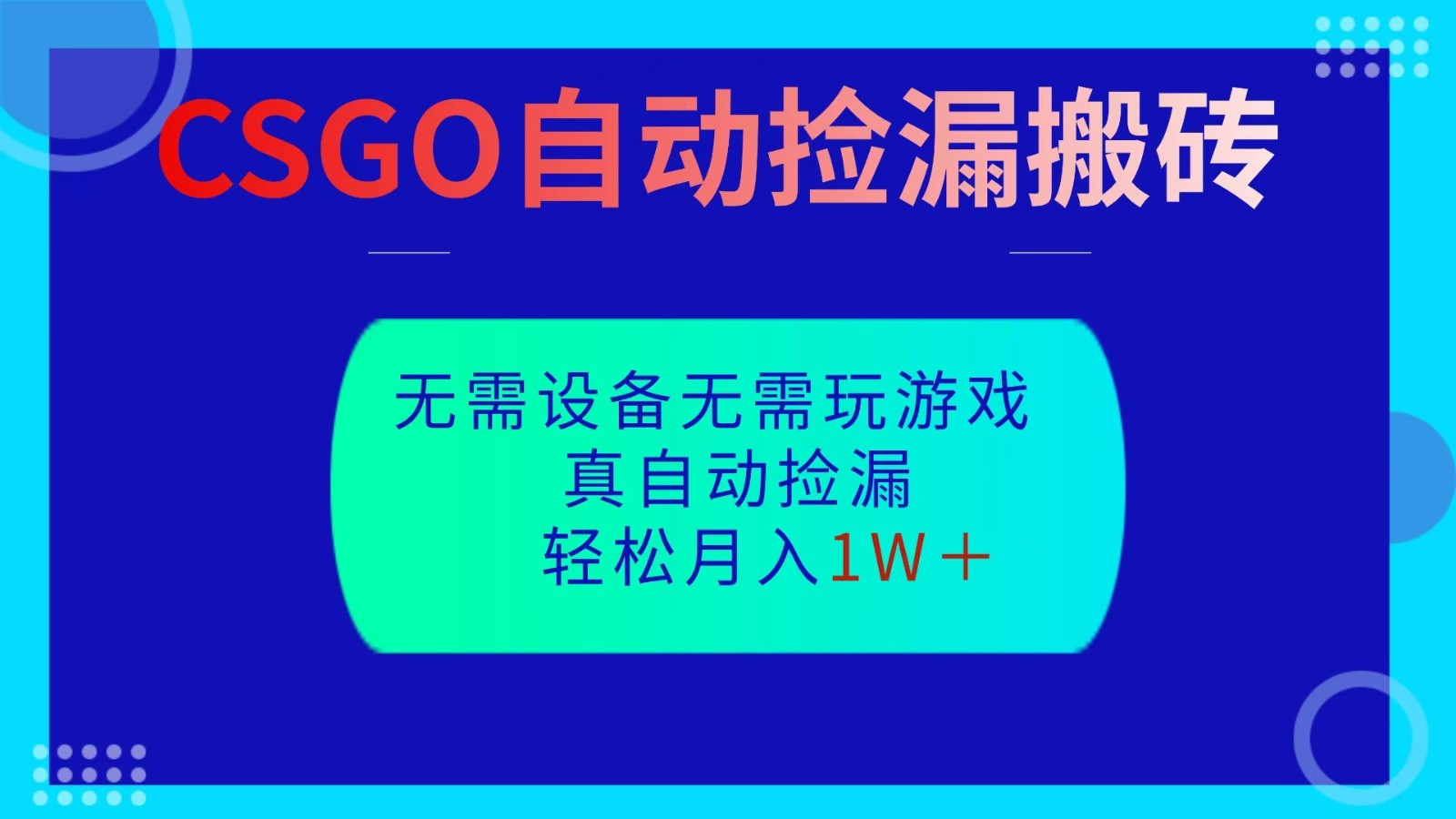 CSGO自动捡漏搬砖,当天操作当天见结果,无需了解游戏,包教包会包落地-禾风丰