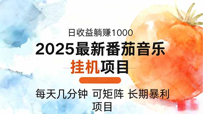 2025年最新番茄音乐人挂机项目,每天几分钟,月入1000+,可矩阵,一台...-禾风丰