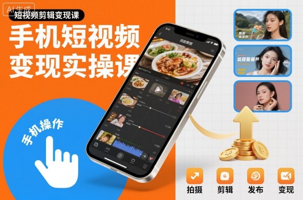 手机短视频变现实操课,短视频剪辑变现课-禾风丰